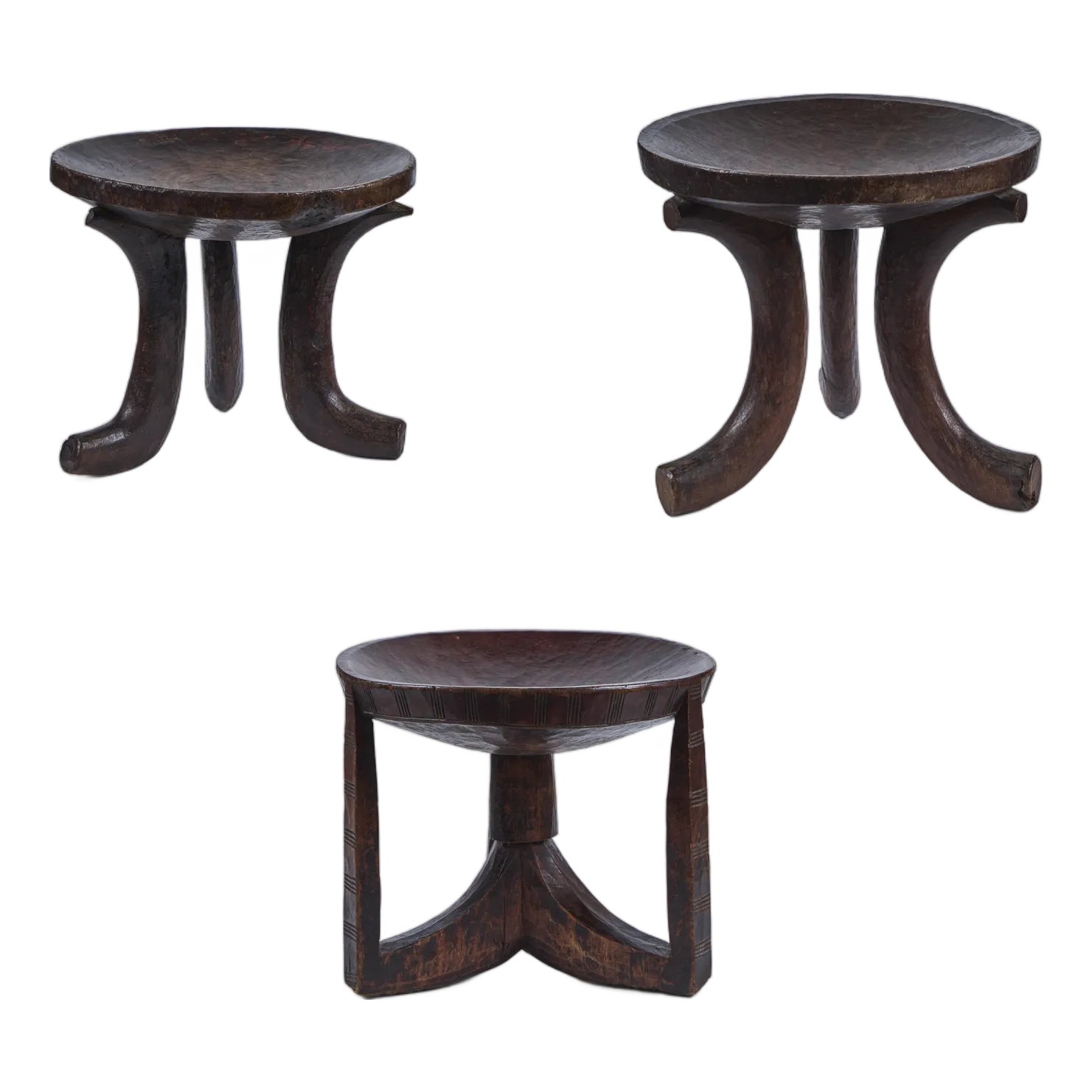 Trio of Vintage African Stools (Ethiopian) | Chairish