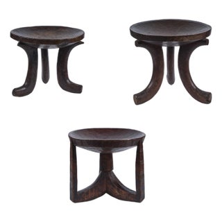 Trio of Vintage African Stools (Ethiopian) For Sale