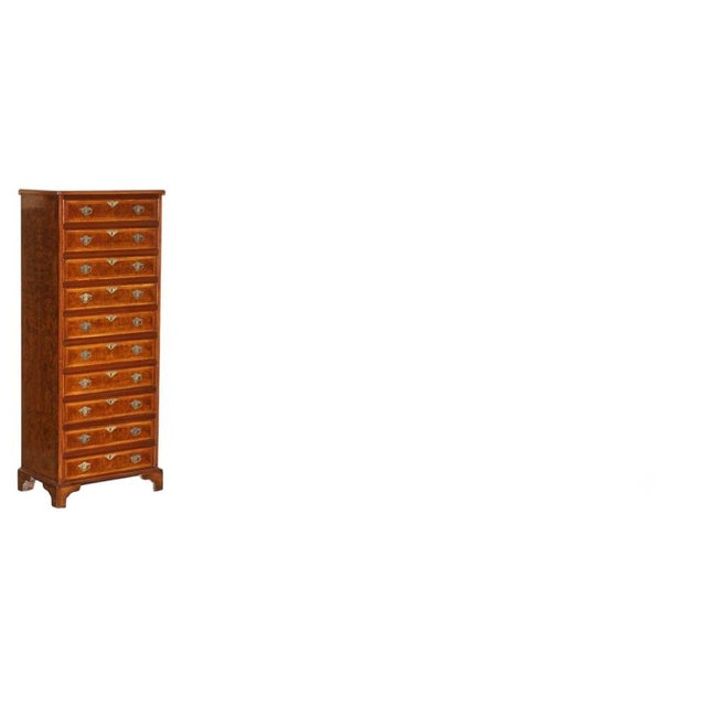 Burr Walnut Tallboy Chest of 10 Drawers For Sale - Image 18 of 18
