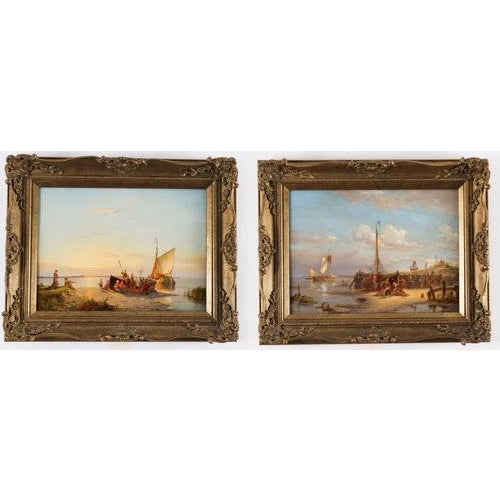 This is a beautiful pair of oil on board paintings by Pieter Cornelis Dommersen (Dutch, 1833-1918), signed and dated 1904...