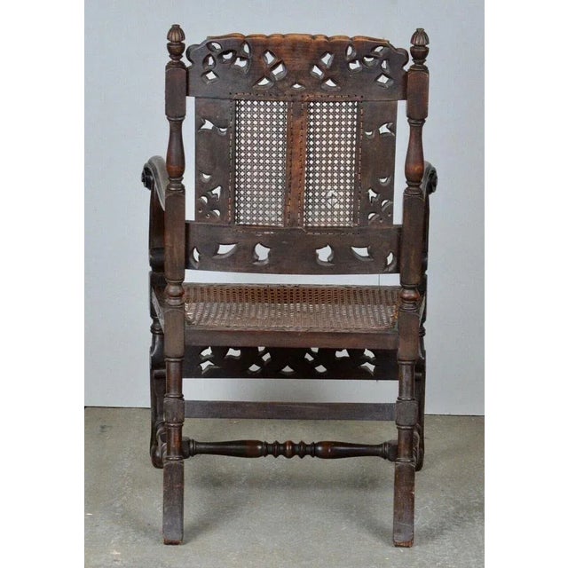 Set of Charles II Hand Carved Walnut Armchairs, 1900 For Sale - Image 11 of 13
