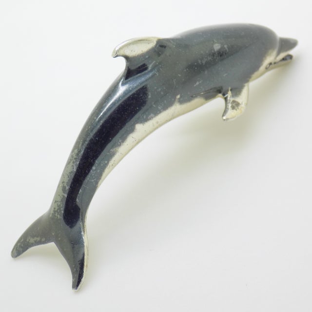 Metal Vintage Italian Handmade Silver 800 Darkened Dolphin Figurine by Saturno, Arezzo, 1980s For Sale - Image 7 of 14