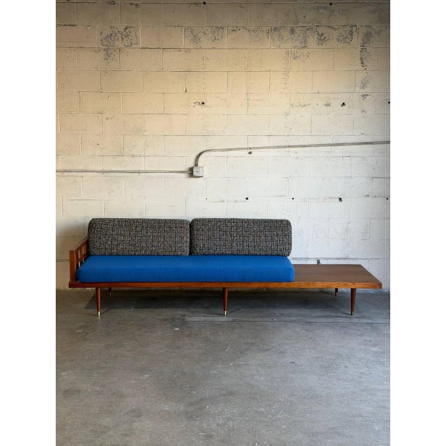 Mid-Century Modern Walnut Sofa Daybed With Integrated Side Table Danish Mid-Century Modern 1960s For Sale - Image 3 of 15