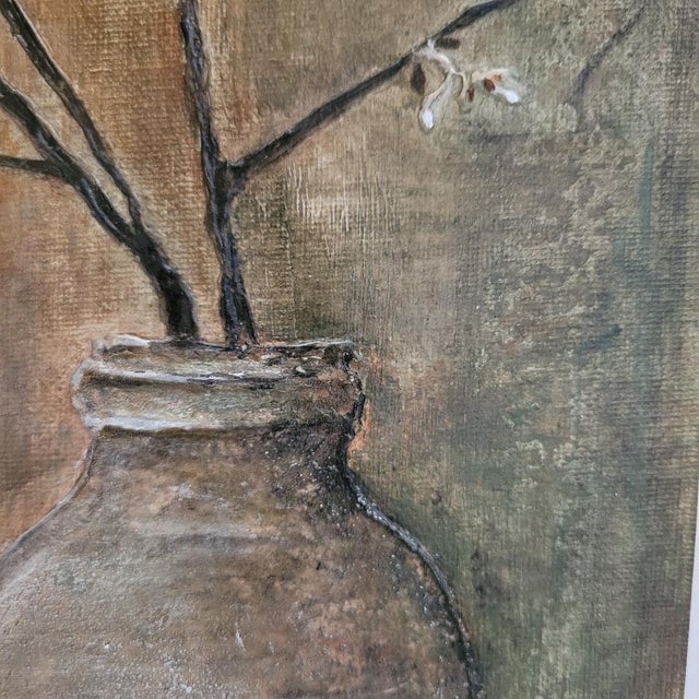 Abstract Acrylic Painting on Panel Rustic Pot and Branch For Sale - Image 3 of 5