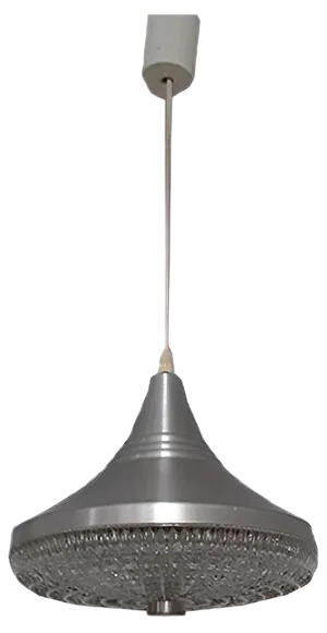 Round Funnel-Shaped Aluminum Ceiling Lamp, 1970s