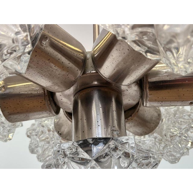 Vintage Glass and Chrome Pendant by Kamenicky Senov, Czechoslovakia, 1970s For Sale - Image 6 of 9