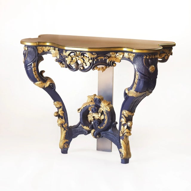 2000 - 2009 20th Century French Louis XV Rococo Style Side Table and Console Table For Sale - Image 5 of 13
