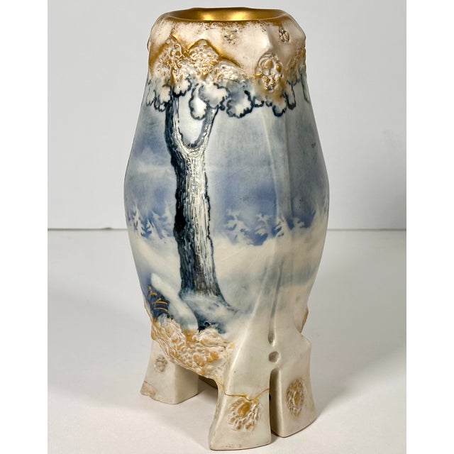 Turn-Teplitz Alexandra Porcelain Works Ernst Wahliss Winter Snow Ice Curtain Vase c.1905-1910 For Sale - Image 4 of 15