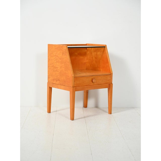 Vintage Scandinavian Bedside Table in Birch Burl, 1940s For Sale - Image 3 of 11