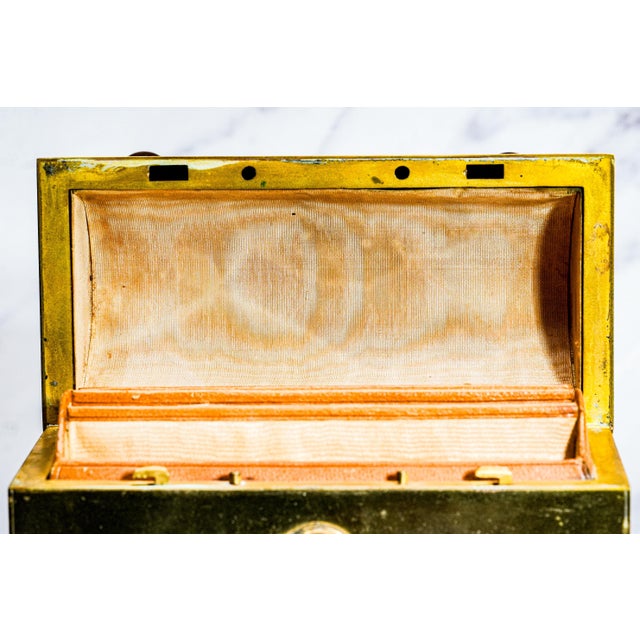 Brass Stunning Victorian Aesthetic Movement Antique Brass Agate Stone Domed Desk Stationary Box Casket For Sale - Image 8 of 17