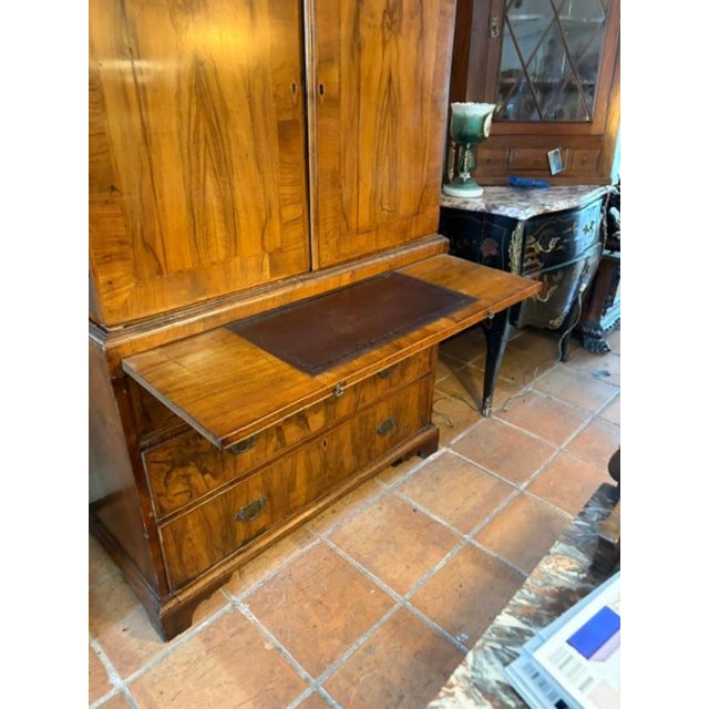 English Antique English Gentlemans Chest on Chest, Burl Walnut, 1820s Secret Drawer For Sale - Image 3 of 13
