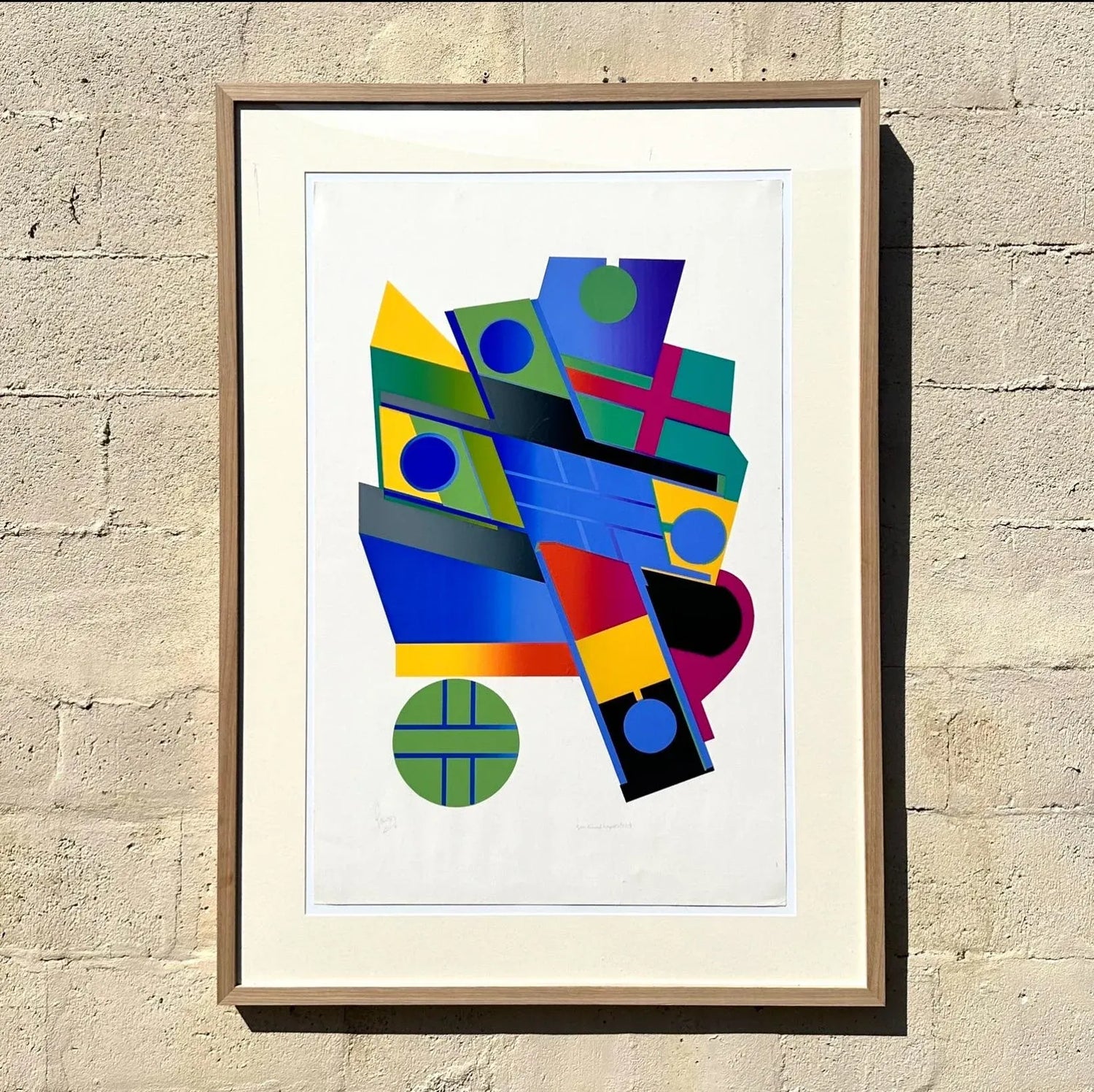 Vintage 1970s Abstract Geometric Lithograph - Top view