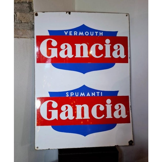 Enamelled Sign GANCIA Vermouth and Spumante Stamp Subscription, 1960s For Sale - Image 4 of 4
