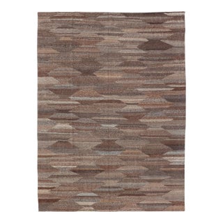 Natural Brown Color-Tone Flat-Weave Kilim by Keivan Woven Arts 6'9 X 9'9 For Sale