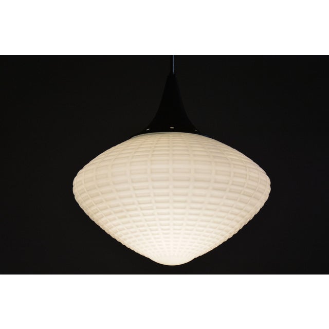 Mid-Century Chandelier in Chromed Steel and Opaline Glass, Czech, 1960s For Sale - Image 11 of 12