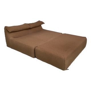 Italian Modern Brown Fabric Le Bambole Bed by Mario Bellini for B&B, 1980s For Sale