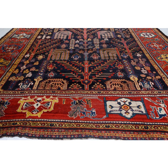 Red Authentic Persian Bakhtiari Red Handmade Wool Rug For Sale - Image 8 of 8