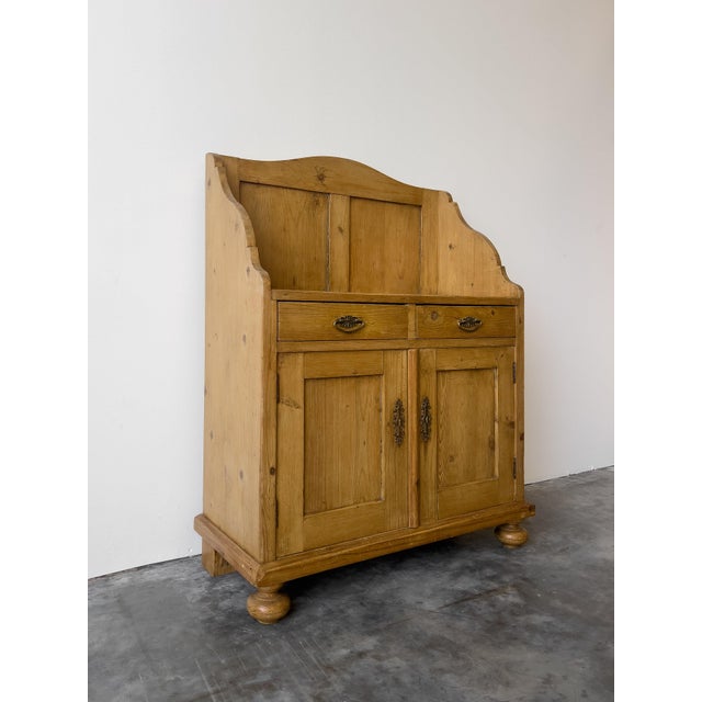 Antique Dutch Pine Cupboard With Gallery Back For Sale - Image 4 of 9