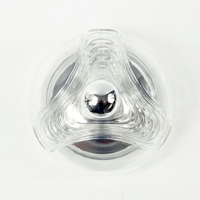 Silver Mid-Century Space Age Glass Wave Flush Mount by Koch & Lowy for Peill & Putzler, Germany, 1970s For Sale - Image 8 of 10
