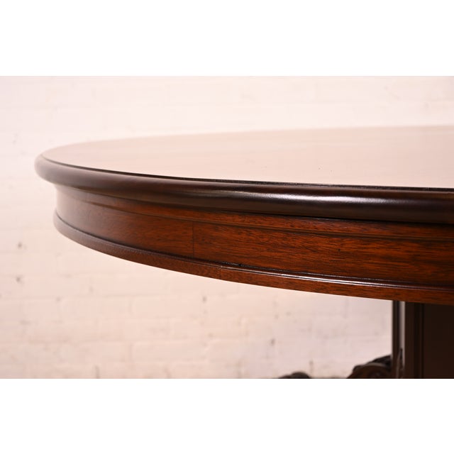 Wood R. J. Horner Style Antique Victorian Carved Mahogany Pedestal Dining Table, Newly Refinished For Sale - Image 7 of 12