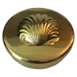 1960s English Lacquered Brass Clam Shell Box