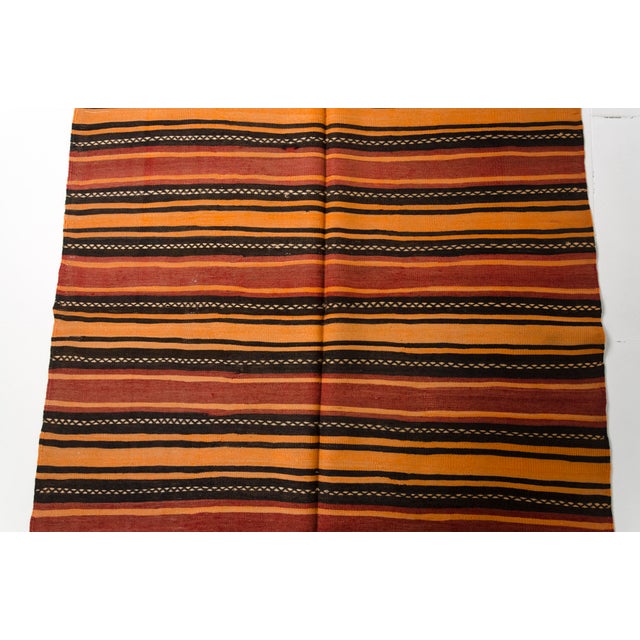 Mid 20th Century Tribal Striped Rug - Bohemian Home Decor Flatweave For Sale - Image 10 of 10