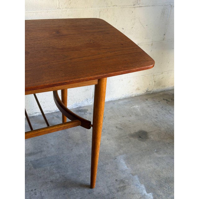 Teak Coffee Table With Slatted Lower Shelf and Tapered Legs Denmark 1960s For Sale - Image 9 of 9