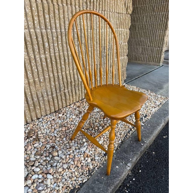 Late 20th Century Late 20th Century Set of Four Vintage Solid Bow Back Windsor Dining Chairs For Sale - Image 5 of 12