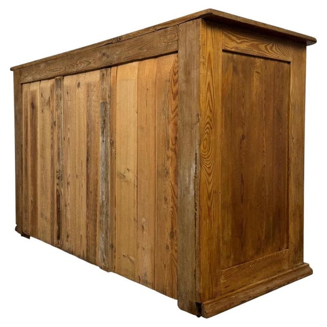 Brown Antique English Victorian Pitch Pine Credenza, 1800s For Sale - Image 8 of 13