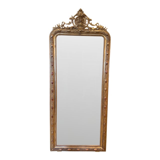 19th Century French Mirror With Crest For Sale