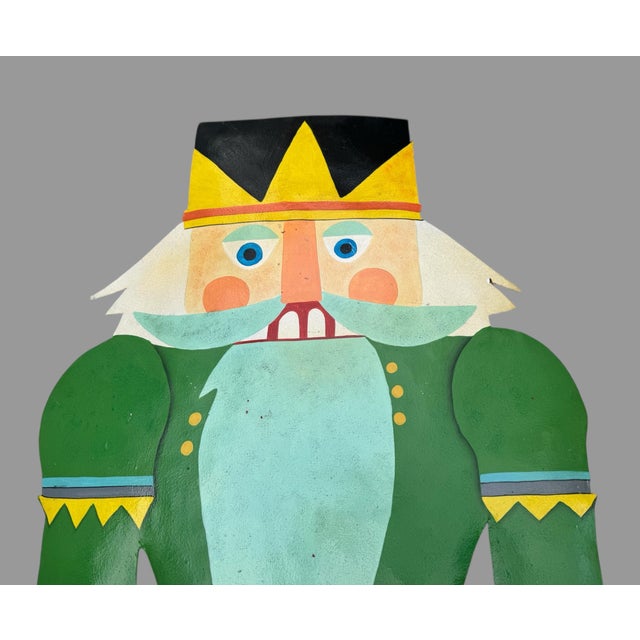 Vintage Hand Painted 37" Folk Art Wall Hanging Metal Cutout Nutcracker Decoration In good original condition showing some...