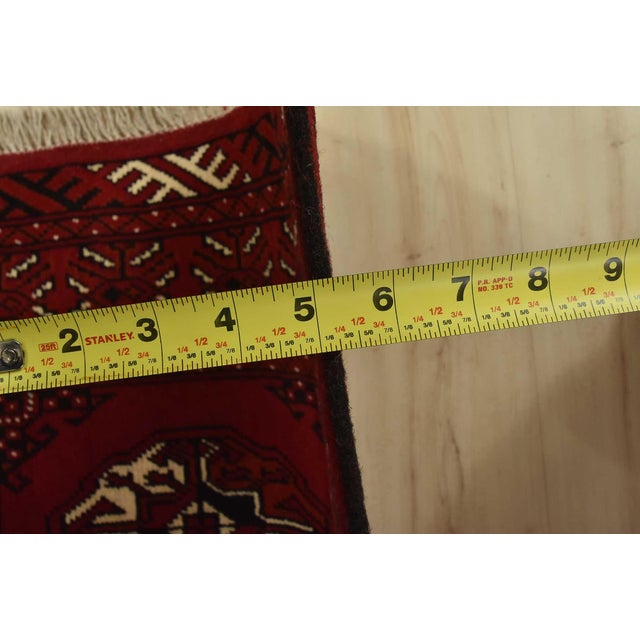 Turkmen Runner 2’6” X 9’7” Red Wool Vintage Tribal Hand-Knotted Oriental Rug For Sale - Image 11 of 13