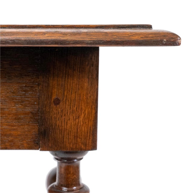English Oak Bobbin Leg Side Table With Drawer For Sale - Image 10 of 10