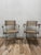 A rustic pair of French bistro chairs. Painted metal frames with original slatted wood. Very charming.Very distressed....