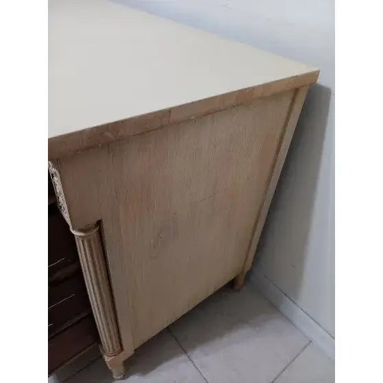 French 1950s Vintage Chest of Drawer Yellow With Hand Paint Flowers 6 Drawer For Sale - Image 3 of 7