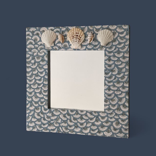 Traditional One of a Kind Pierre Frey Decoupaged Seashell Wall Mirror For Sale - Image 3 of 13