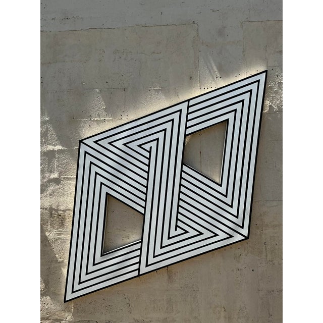 Mid-Century Modern Vintage Boho Geometric Abstract on Canvas For Sale - Image 3 of 7