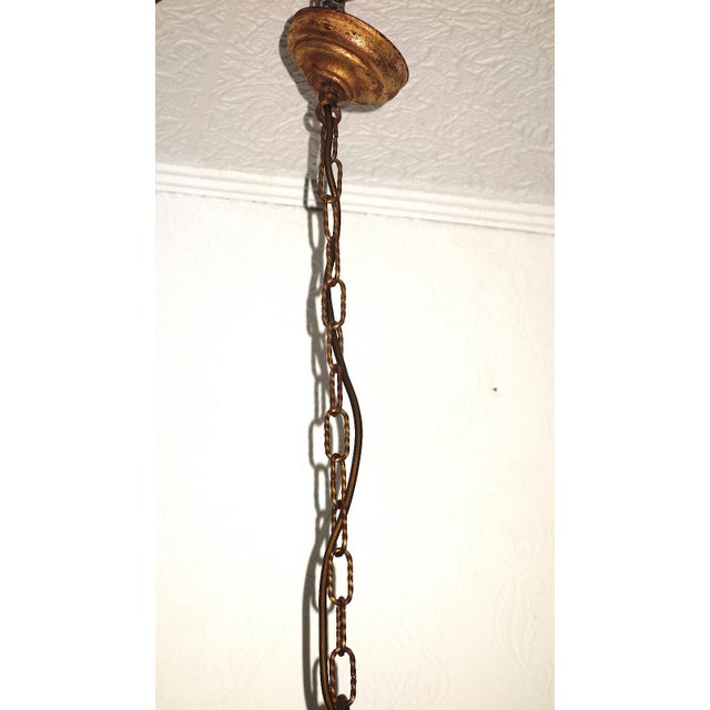 Antique Art Nouveau Gilded Metal and Murano Glass Drop Chandelier, 1920s For Sale - Image 3 of 14