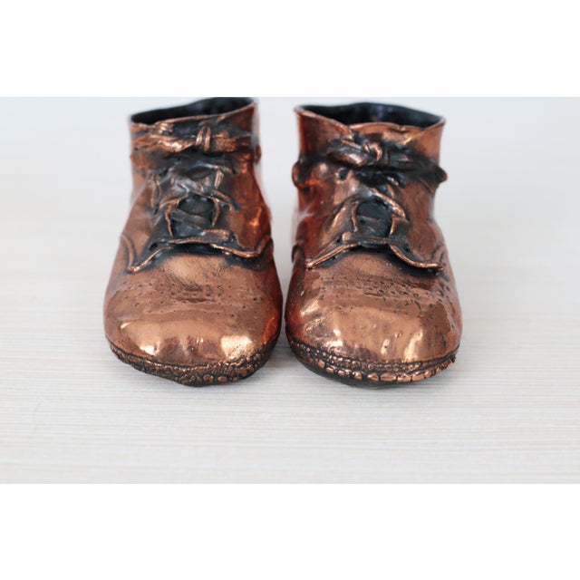Mid-Century Modern Mid-Century Copper Bronzed Baby Shoes, Vintage Nursery Decor For Sale - Image 3 of 18