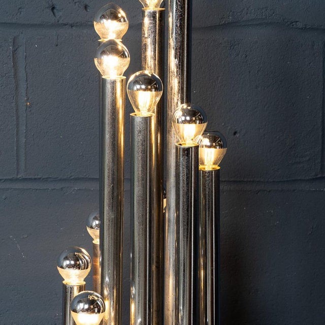 Vintage 20th Century Italian Chrome Multi-Light Table Lamp from Reggiani, 1970s For Sale - Image 13 of 18