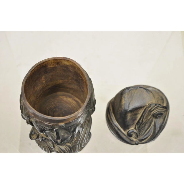 19th Century European Black Forest Figural Wood Carved Bearded Man Lidded Tobacco Jar For Sale - Image 4 of 12