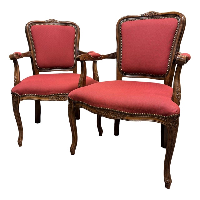 Vintage French Carved Chairs, Set of 2 For Sale