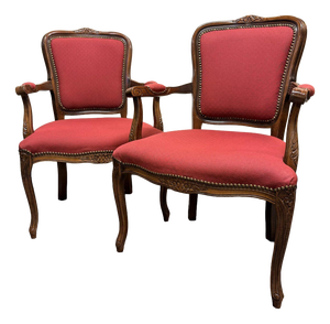 Vintage French Carved Chairs, Set of 2