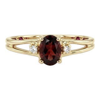 Natural Garnet Promise Ring – 18k Gold Plated Split Shank Birthstone Ring Us 7 For Sale