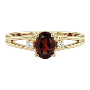 Natural Garnet Promise Ring – 18k Gold Plated Split Shank Birthstone Ring Us 7