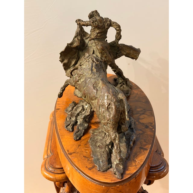 Mexican Jorge De La Peña Signed Patinated Bronze Bullfight Sculpture, 1980 For Sale - Image 3 of 7
