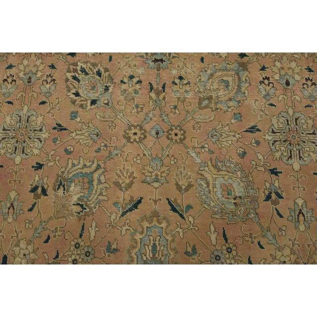 Tabriz Rug 9’10” X 12’5” Pink Wool Vintage Distressed Hand-Knotted Carpet For Sale In Philadelphia - Image 6 of 15