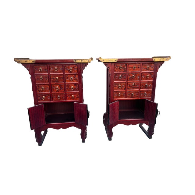 Mid 20th Century Asian Apothecary Cabinets a Pair For Sale In New York - Image 6 of 13