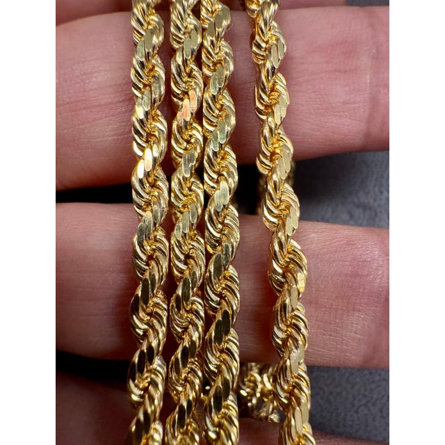 Vintage 14 Karat Yellow Gold 49.2 Gm, Rope Chain, 3.3 mm Necklace, 36 " Long For Sale In New York - Image 6 of 18