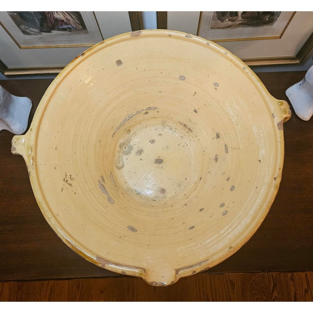 A Monumental 19th Century French Tian Bowel With 2 Loop Handles and Beautiful Poor Spout For Sale - Image 12 of 18